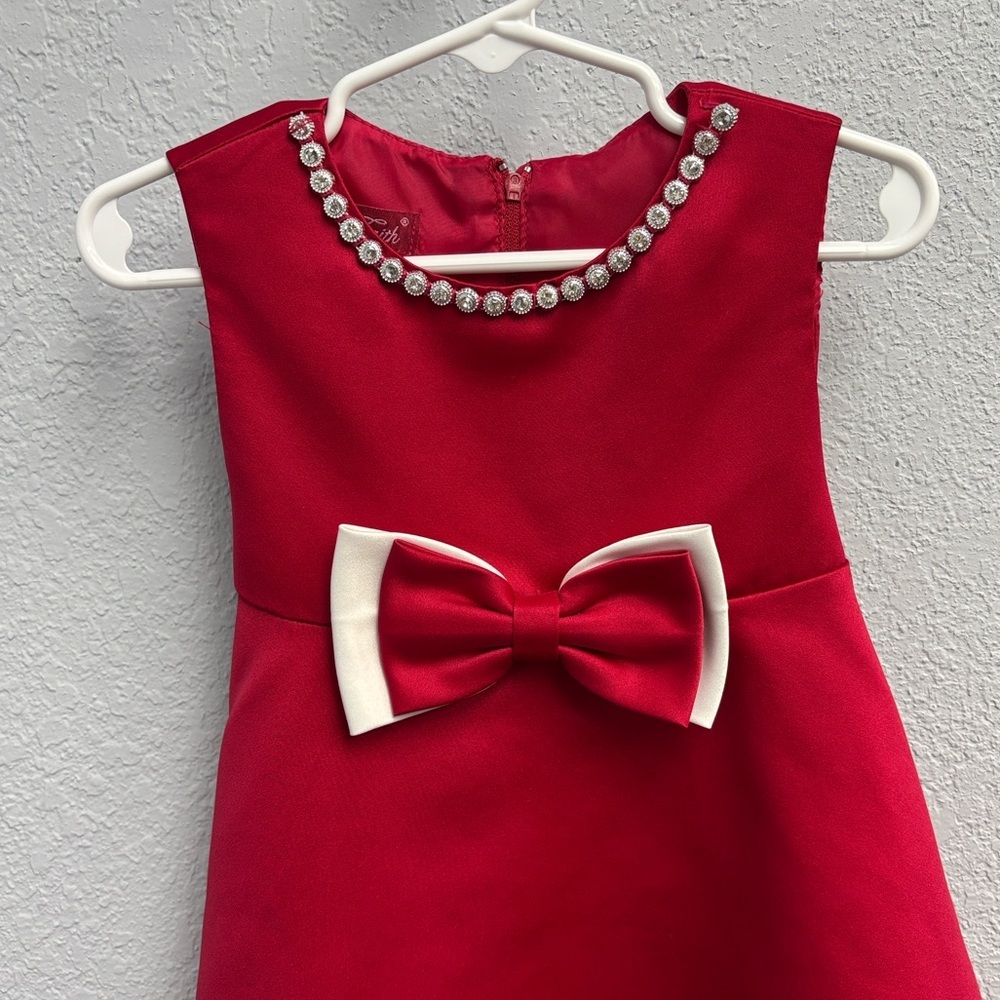 2T Princess Faith satin Christmas dress with Crystal neck, Classic Sash, EUC. - Picture 5 of 10